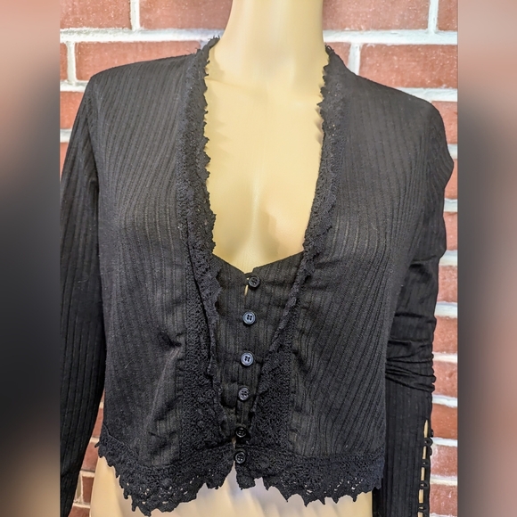 Free People Knit Long Sleeve Button Accent Sleeve Small - Picture 2 of 4